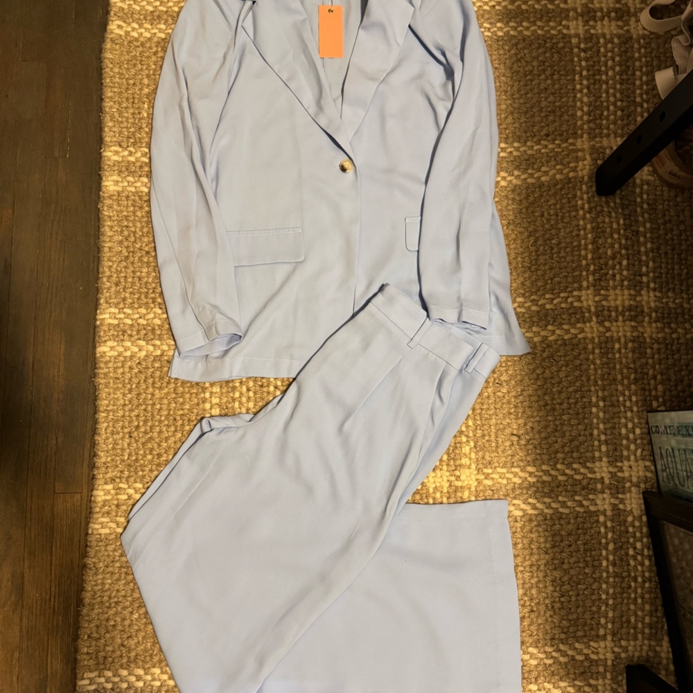 Elegant Light Blue Blazer and Pants Set / light blue suit set